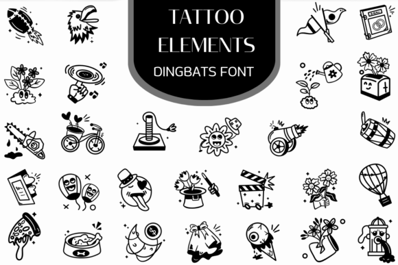 Tattoo Elements Font for Web Design